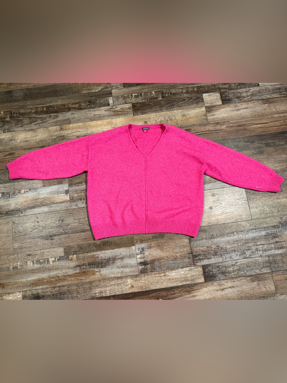 Vince Camuto Pink V-Neck Sweater Soft Luxe Knit Relaxed Fit Pullover Womens L